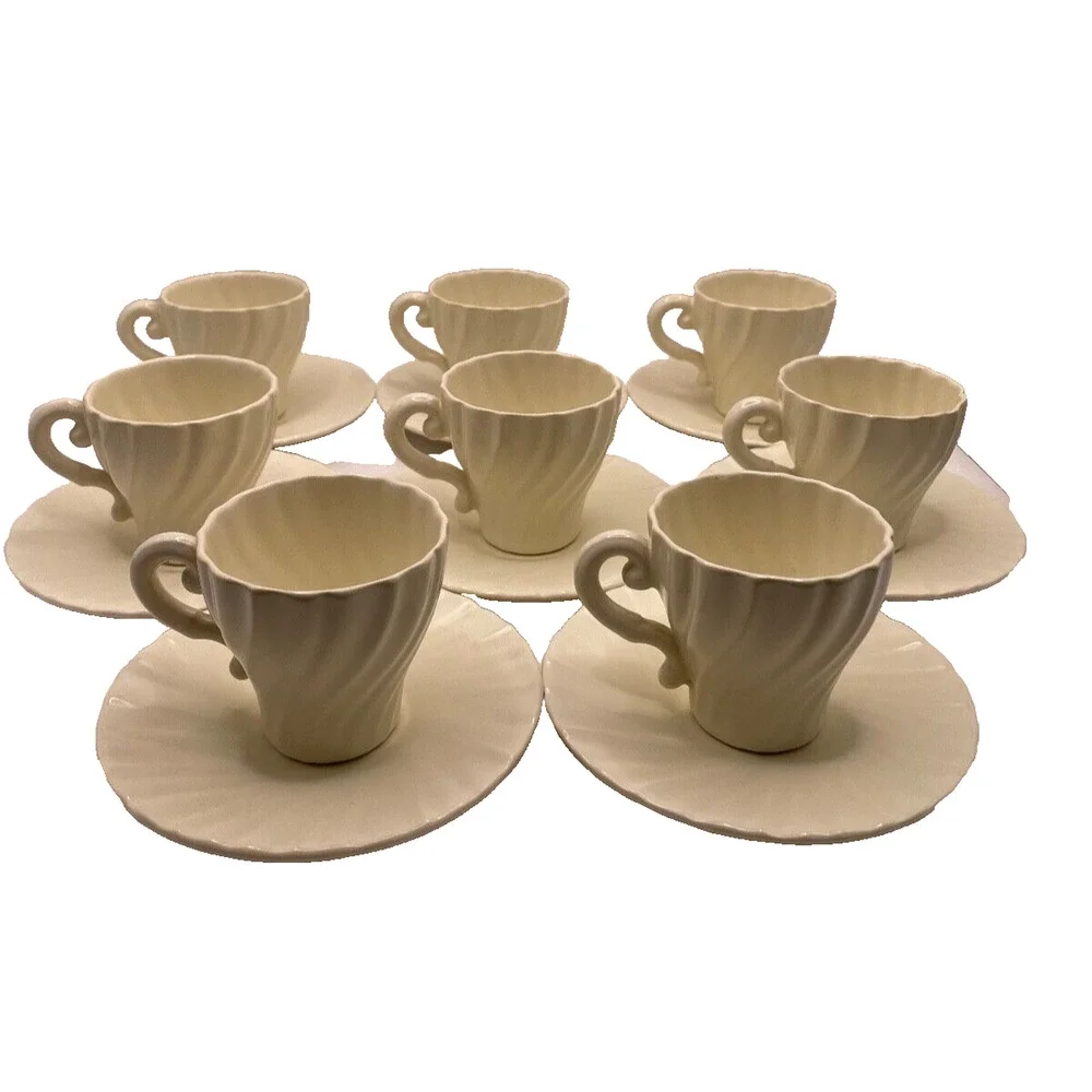 Vintage Franciscan Ware Swirl Teapot Espresso Tea Cup & Saucer California Set 17
